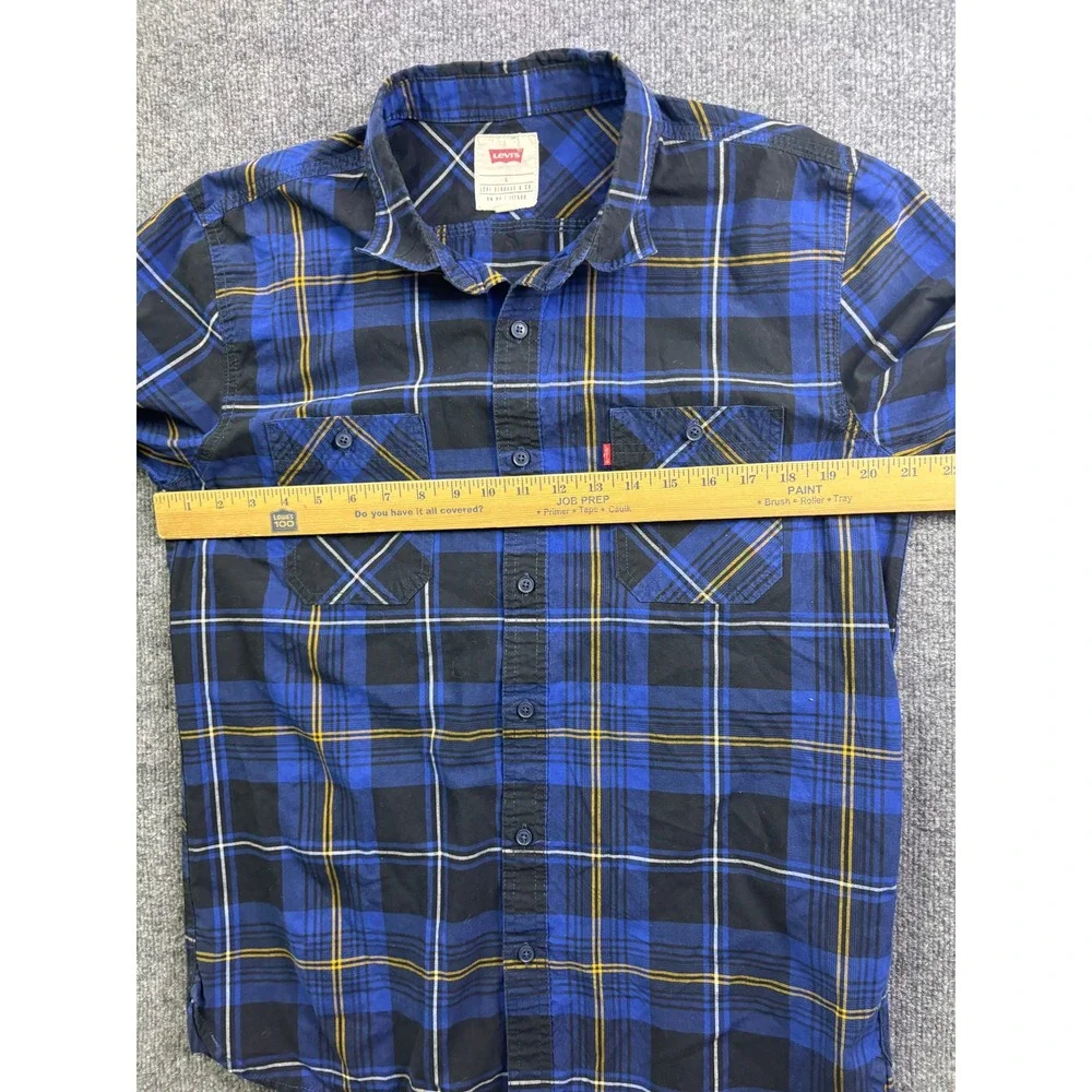 Levi's Button Up Shirt Mens Large Blue Plaid Long‎ Sleeve Pockets 3LGLW1569
